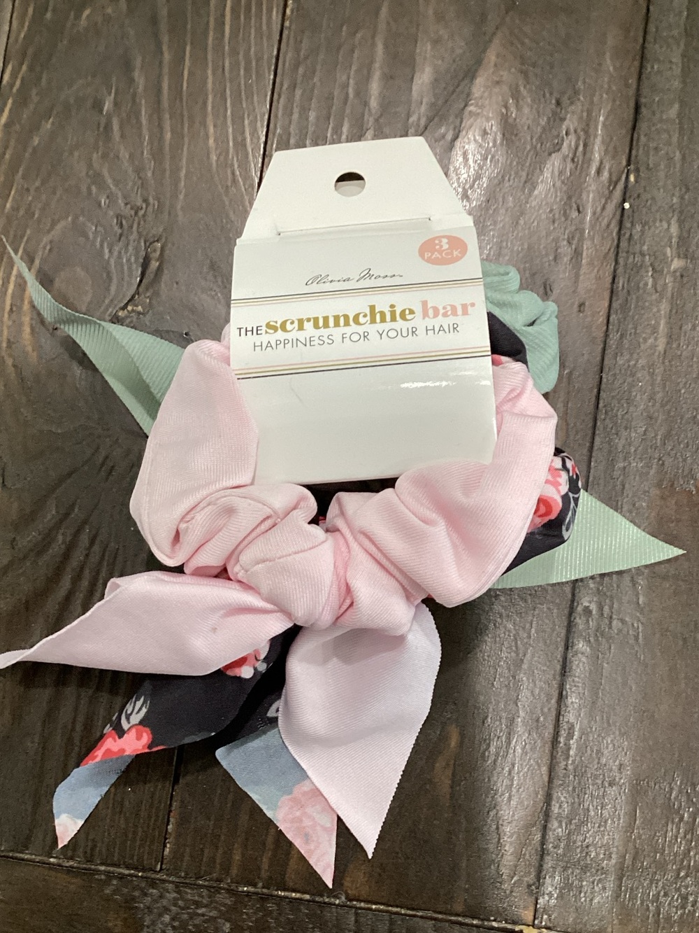 Pink Floral Bow Scrunchie Set